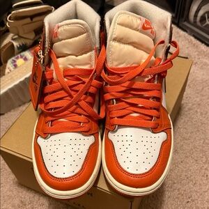 Jordan High-Top Sneakers in Orange and White